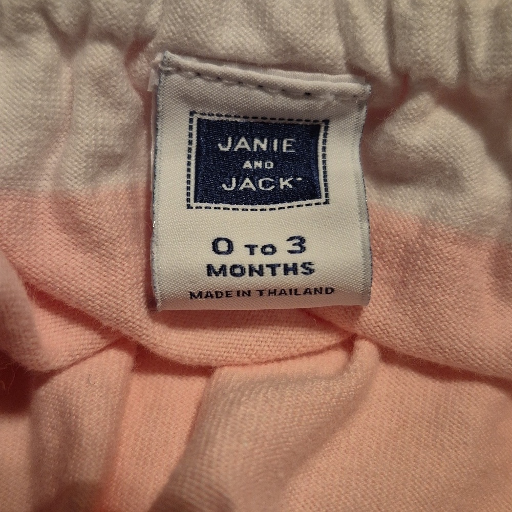 Janie and Jack girls size 0-3 months pink and white striped romper VGUC - Picture 3 of 5